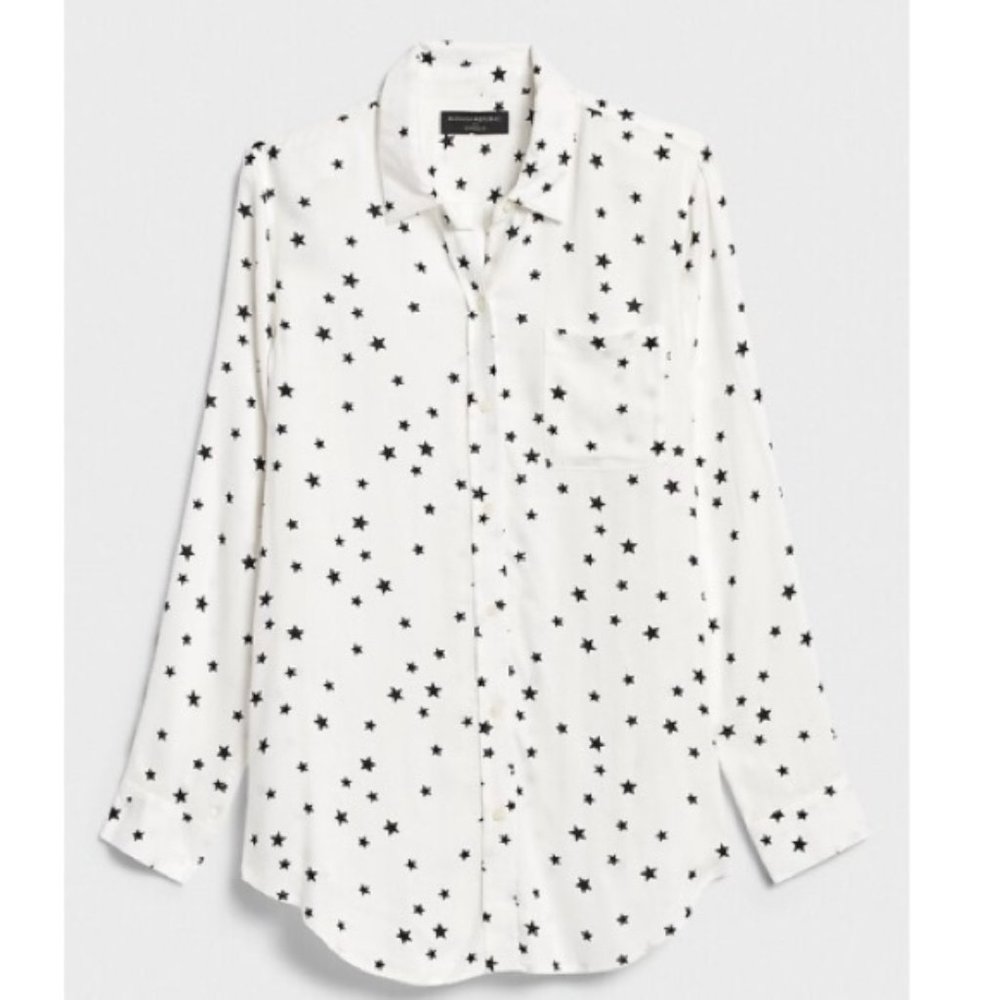 Banana Republic Star Print Button Down Blouse